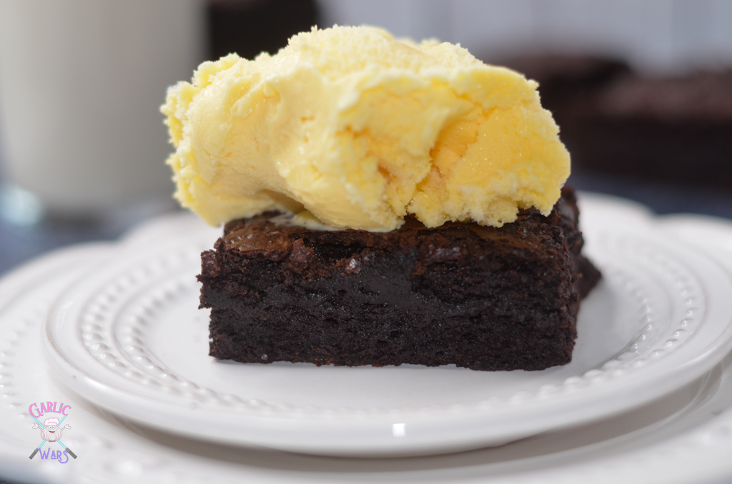 fudgy brownie with ice cream