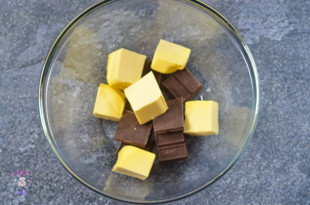 butter and chocolate for fudgy brownies