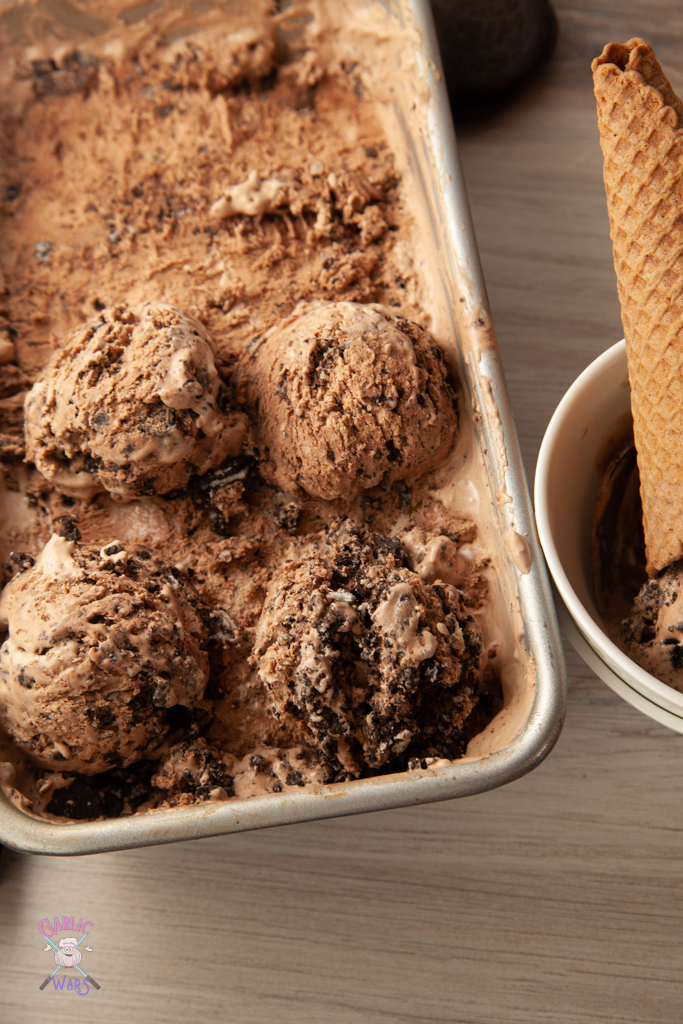 scoops of chocolate oreo ice cream