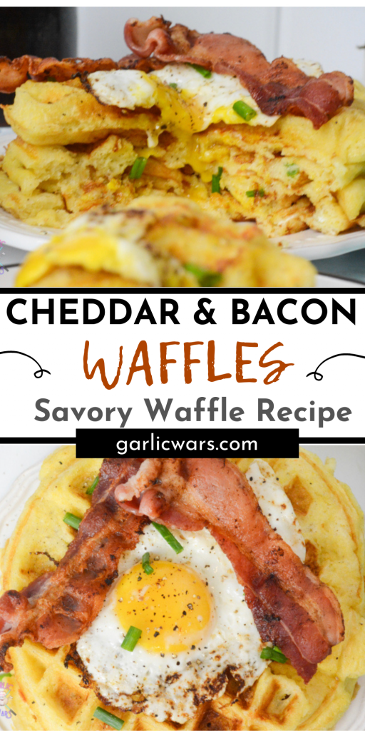 Cheddar and bacon waffles for pinterest.