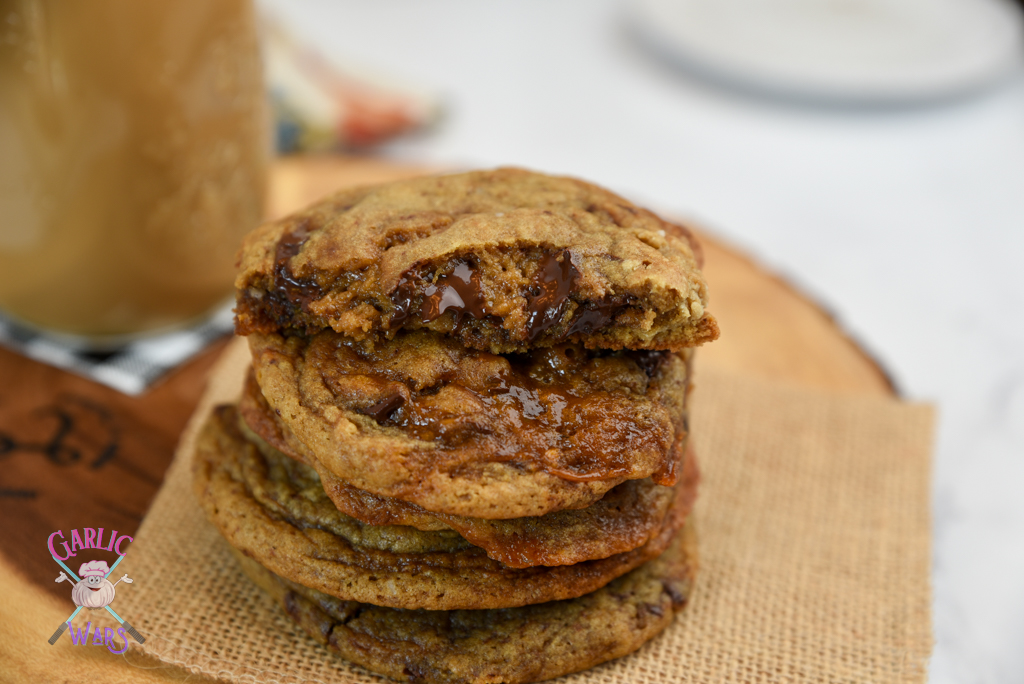 stack of coffee chocolate chip cookies