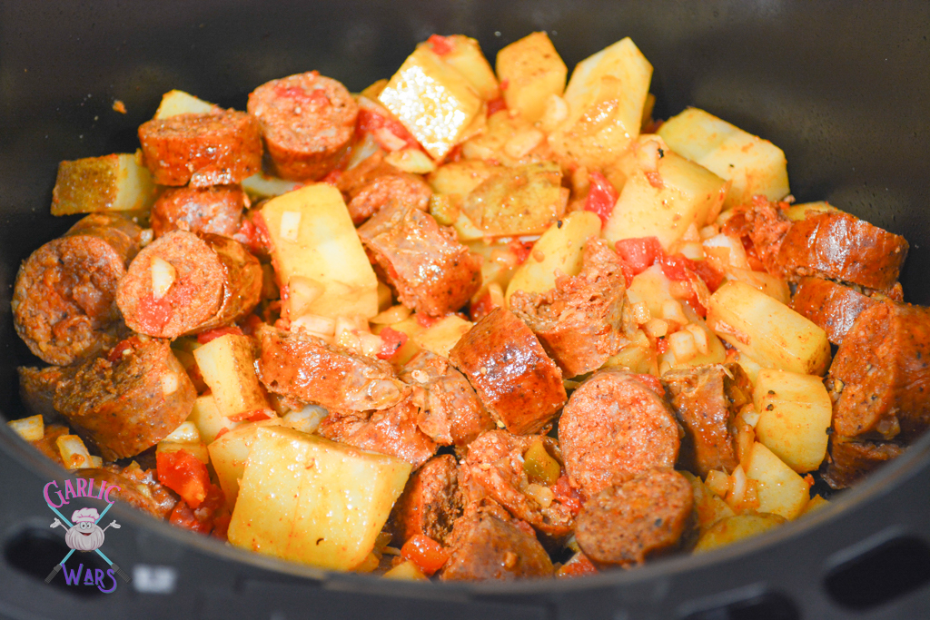 chorizo and potato hash in the air fryer
