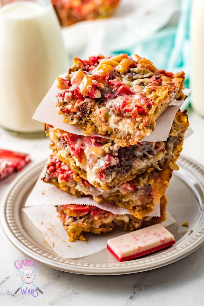 stack of peppermint magic bars
